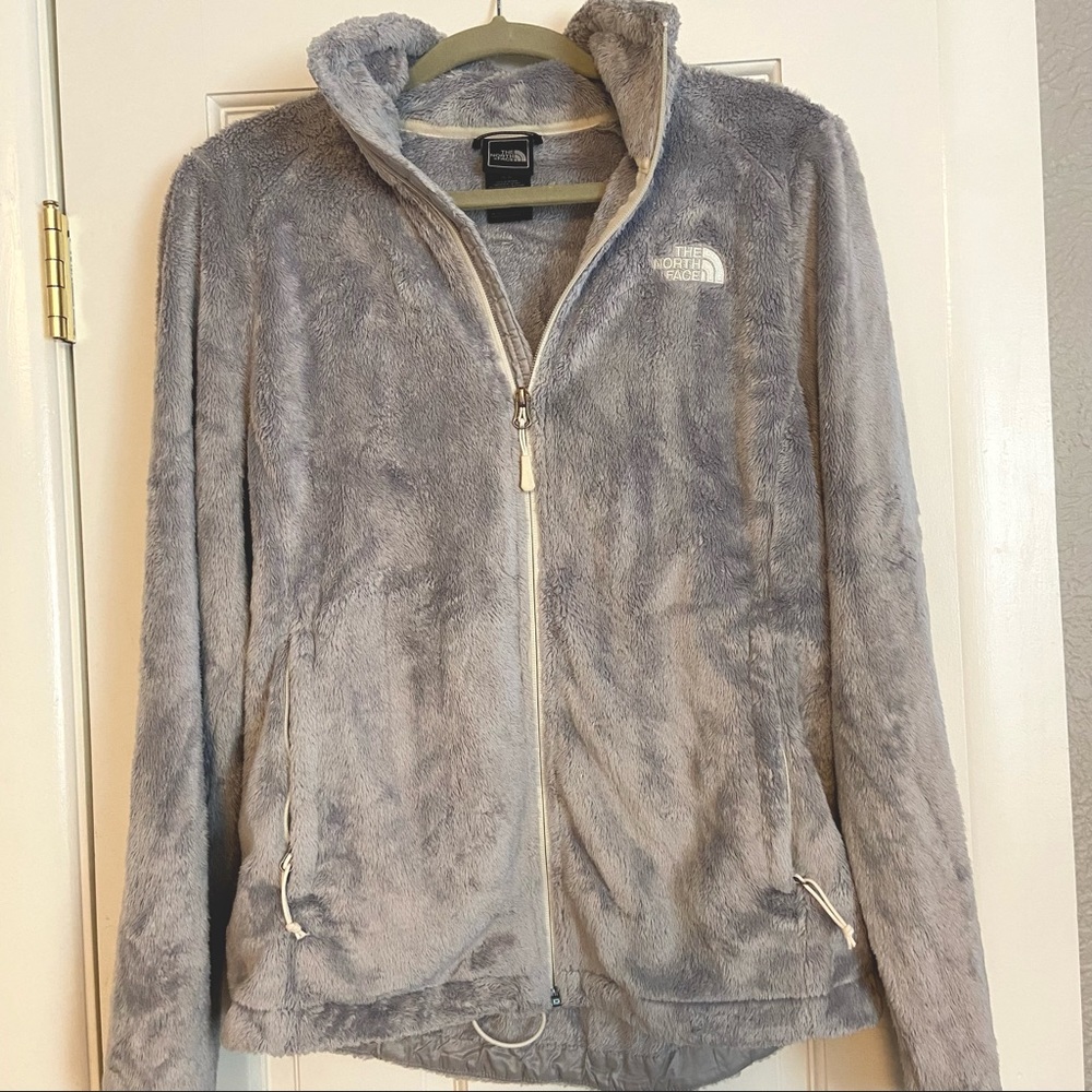 North Face Silver Zip-up Jacket (size Medium)